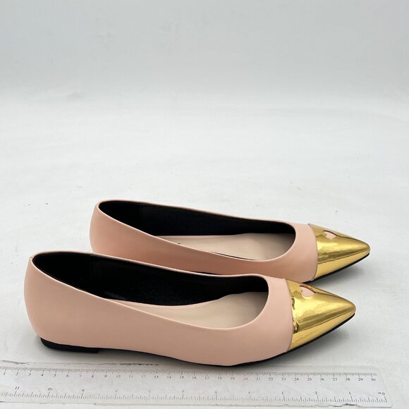 FOWT Light Pink Classic Slip-on Pointed Toe Flats for Women Chic Cap Toe Shoes - Picture 3 of 7